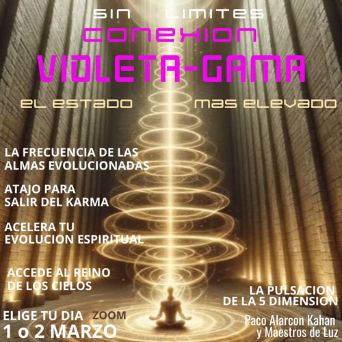 CONEXION VIOLETA-GAMA: LA LUZ DE JESUS. ACELERA TU EVOLUCION ESPIRITUAL Y ASCIENDE A LA 5D - Elige tu fecha 1 - 2 Marzo Con Kahan